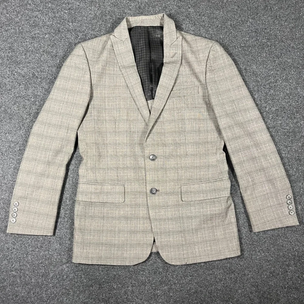 John Varvatos USA Dwell‎ Blazer Mens 38R Grey Glen Plaid 2-Button Sport Coat